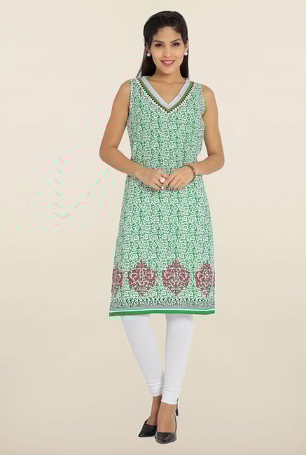 Soch Green & White Printed Kurta Soch Green & White Printed Kurta