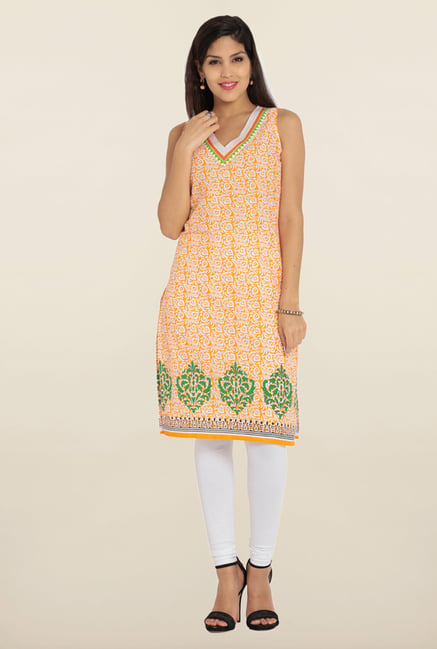Soch Orange & White Printed Kurta Soch Orange & White Printed Kurta