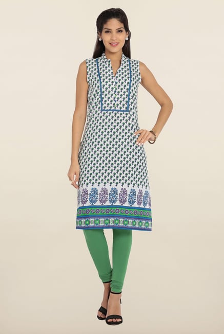 Soch White & Blue Floral Printed Kurta Soch White & Blue Floral Printed Kurta