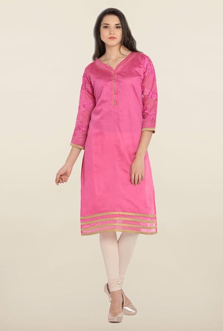 Soch Pink & Gold Embroidered Kurta Soch Pink & Gold Embroidered Kurta