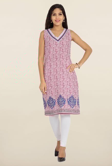 Soch Purple & White Printed Cotton Kurta Soch Purple & White Printed Cotton Kurta