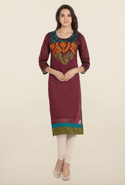 Soch Brown & Green Chanderi Silk Kurta Soch Brown & Green Chanderi Silk Kurta