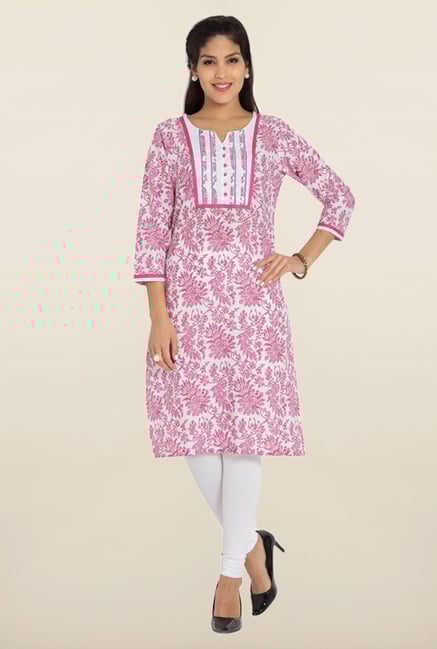 Soch Pink & White Floral Printed Kurta Soch Pink & White Floral Printed Kurta