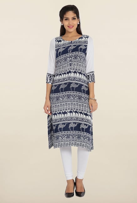 Soch Indigo & White Printed Kurta Soch Indigo & White Printed Kurta