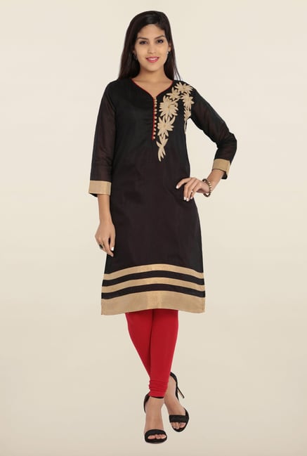Soch Black & Gold Embroidered Kurta Soch Black & Gold Embroidered Kurta