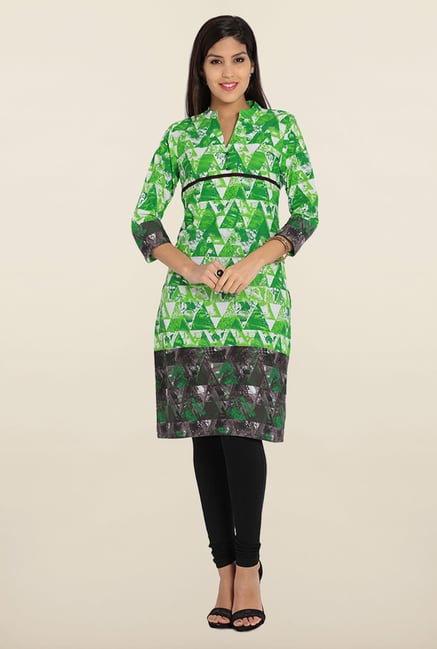 Soch Green & White Embroidered Cotton Kurta Soch Green & White Embroidered Cotton Kurta