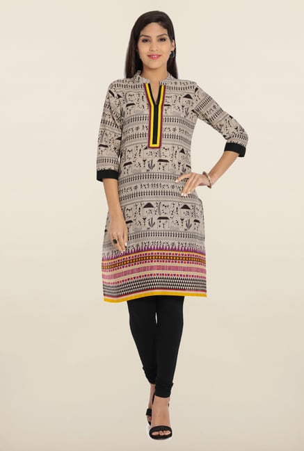 Soch Beige & Black Cotton Kurta Soch Beige & Black Cotton Kurta