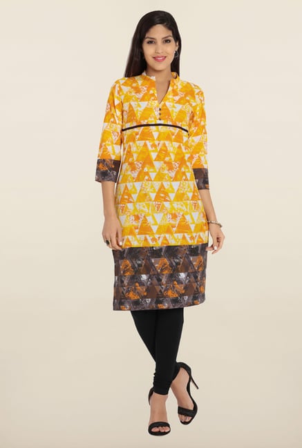 Soch Yellow & White Cotton Kurta Soch Yellow & White Cotton Kurta