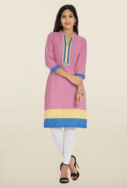Soch Pink & White Printed Kurta Soch Pink & White Printed Kurta