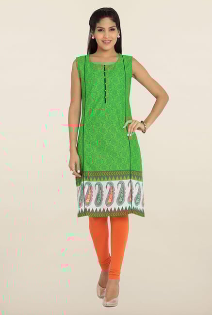 Soch Green Printed Cotton Kurta Soch Green Printed Cotton Kurta