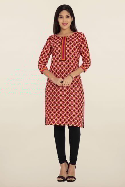 Soch Orange & Black Printed Cotton Kurta Soch Orange & Black Printed Cotton Kurta