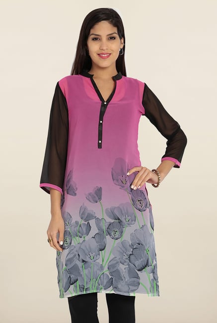 Soch Pink & Black Georgette Kurta Soch Pink & Black Georgette Kurta