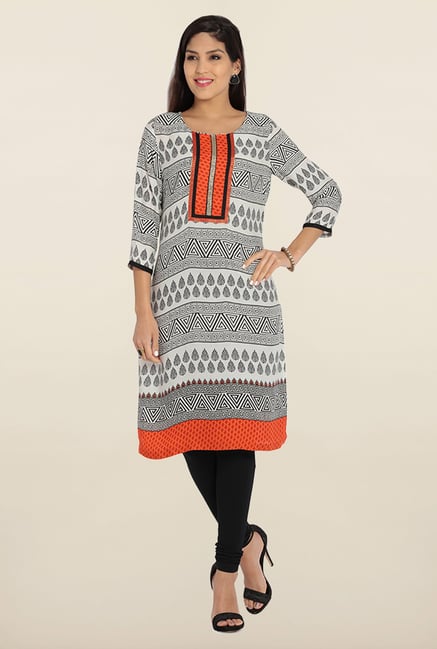 Soch White & Black Printed Kurta Soch White & Black Printed Kurta