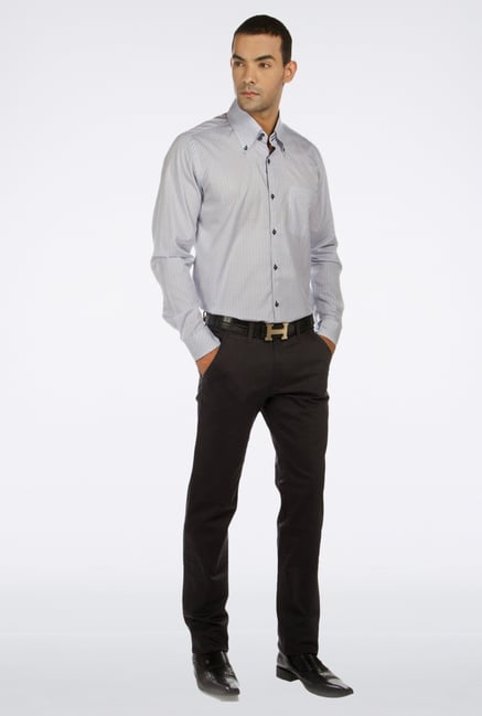 Provogue Blue Micro Checked Casual Shirt Provogue Blue Micro Checked Casual Shirt