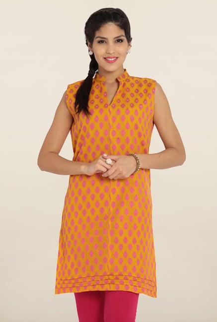Soch Gold & Pink Printed Cotton Kurta Soch Gold & Pink Printed Cotton Kurta
