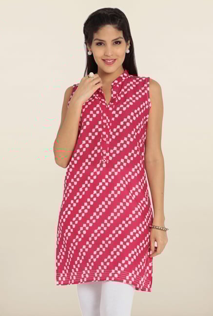 Soch Pink & White Printed Cotton Kurta Soch Pink & White Printed Cotton Kurta