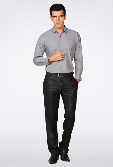 Provogue Grey Solid Casual Shirt Provogue Grey Solid Casual Shirt