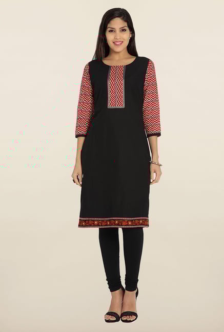 Soch Black & Red Printed Cotton Kurta Soch Black & Red Printed Cotton Kurta