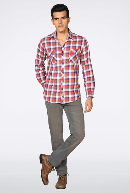 Provogue Red Checked Casual Shirt Provogue Red Checked Casual Shirt