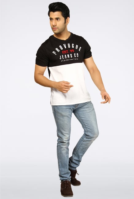 Provogue Black Printed T-Shirt Provogue Black Printed T-Shirt