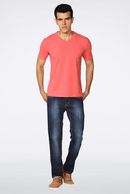 Provogue Peach V Neck T-Shirt Provogue Peach V Neck T-Shirt