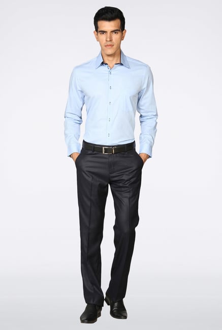Provogue Sky Blue Solid Casual Shirt Provogue Sky Blue Solid Casual Shirt