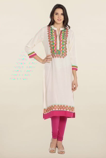 Soch Cream & Pink Embroidered Kurta Soch Cream & Pink Embroidered Kurta