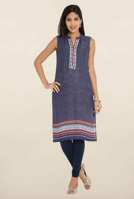 Soch Blue & White Embroidered Kurta Soch Blue & White Embroidered Kurta