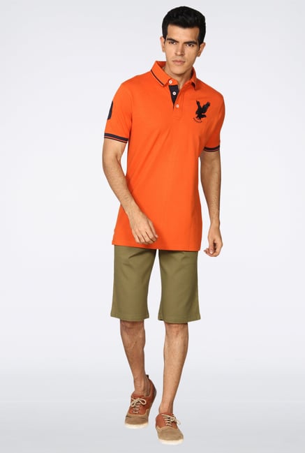 Provogue Orange Solid Polo T-Shirt Provogue Orange Solid Polo T-Shirt