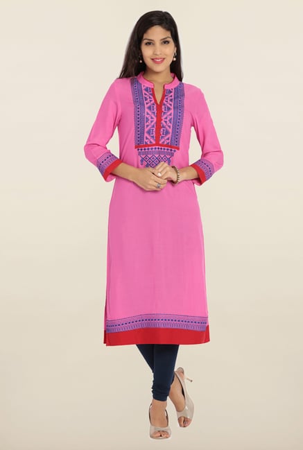 Soch Pink & Royal Blue Embroidered Kurta Soch Pink & Royal Blue Embroidered Kurta