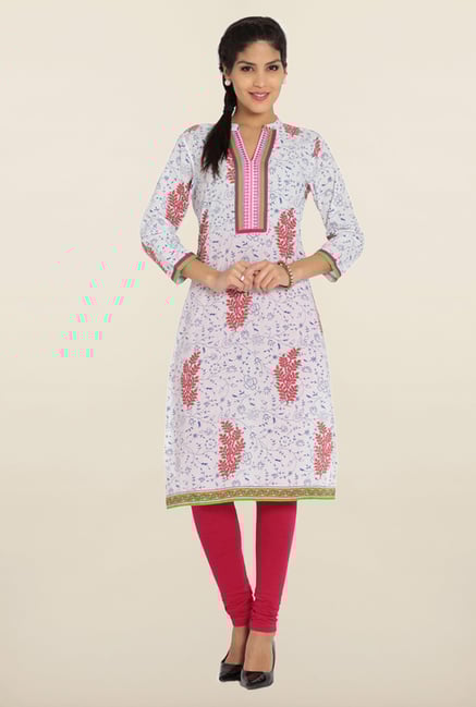 Soch White & Royal Blue Printed Cotton Kurta Soch White & Royal Blue Printed Cotton Kurta