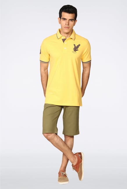 Provogue Yellow Solid Polo T-Shirt Provogue Yellow Solid Polo T-Shirt