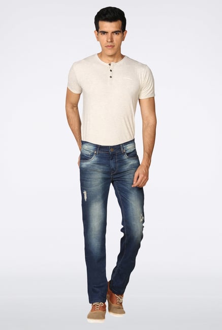 Provogue Blue Distressed Slim Fit Jeans Provogue Blue Distressed Slim Fit Jeans