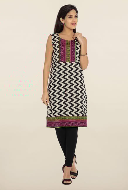 Soch Beige & Black Printed Kurta Soch Beige & Black Printed Kurta