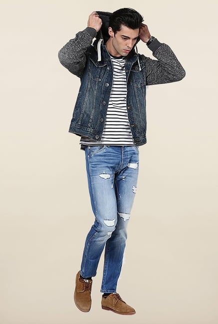 Jack & Jones Blue Washed Slim Fit Jeans Jack & Jones Blue Washed Slim Fit Jeans