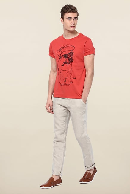 Jack & Jones Red Printed Slim Fit T-Shirt Jack & Jones Red Printed Slim Fit T-Shirt