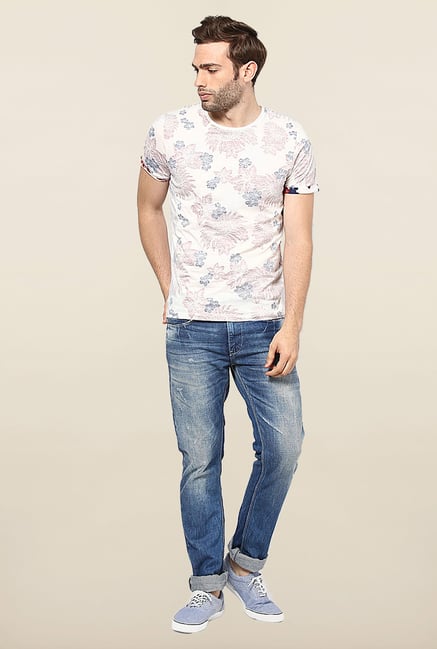 Jack & Jones White Floral Printed T-Shirt Jack & Jones White Floral Printed T-Shirt