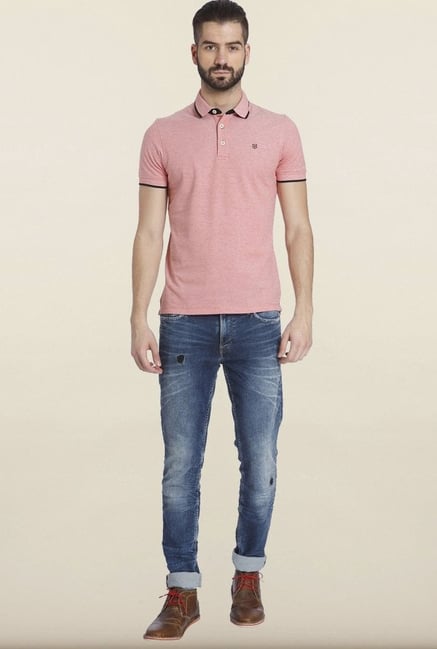 Jack & Jones Pink Solid Polo T-shirt Jack & Jones Pink Solid Polo T-shirt