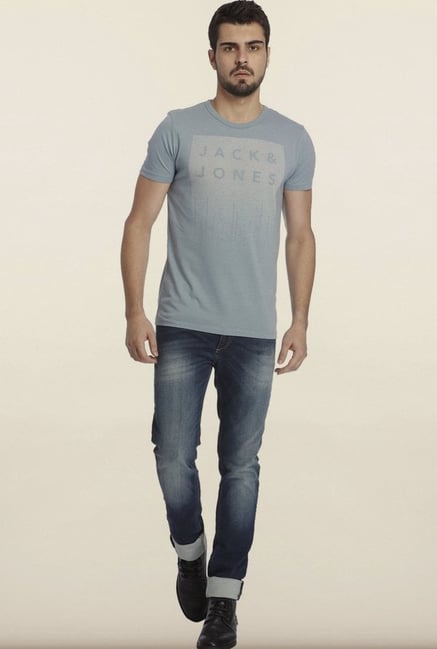 Jack & Jones Blue Printed Slim Fit T-shirt Jack & Jones Blue Printed Slim Fit T-shirt