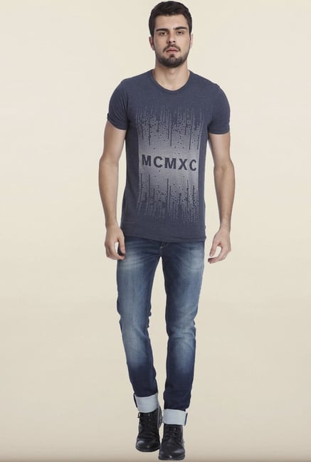Jack & Jones Navy Graphic Printed T-shirt Jack & Jones Navy Graphic Printed T-shirt
