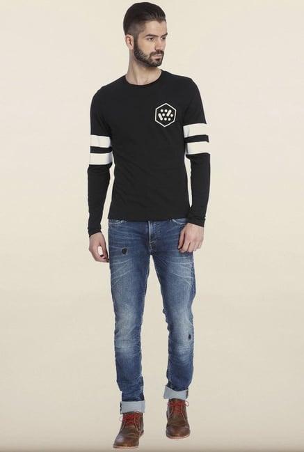 Jack & Jones Black Solid T-Shirt Jack & Jones Black Solid T-Shirt