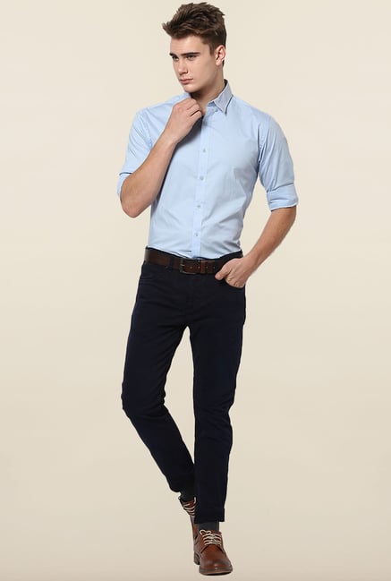 Jack & Jones Blue Solid Slim Fit Casual Shirt Jack & Jones Blue Solid Slim Fit Casual Shirt