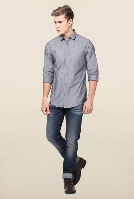 Jack & Jones Grey Pin Stripes Casual Shirt Jack & Jones Grey Pin Stripes Casual Shirt