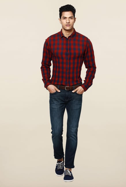 Jack & Jones Red And Blue Striped Casual Shirt Jack & Jones Red And Blue Striped Casual Shirt