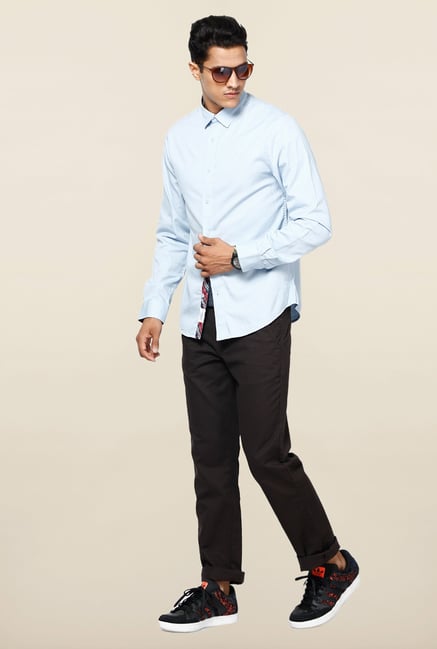 Jack & Jones Light Blue Solid Slim Fit Casual Shirt Jack & Jones Light Blue Solid Slim Fit Casual Shirt