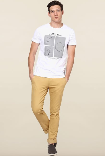 Jack & Jones White Printed Crew Neck T-Shirt Jack & Jones White Printed Crew Neck T-Shirt
