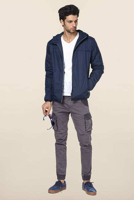 Jack & Jones Dark Blue Hooded Jacket Jack & Jones Dark Blue Hooded Jacket