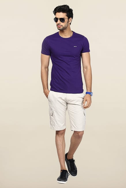 Jack & Jones Purple Solid T-Shirt Jack & Jones Purple Solid T-Shirt
