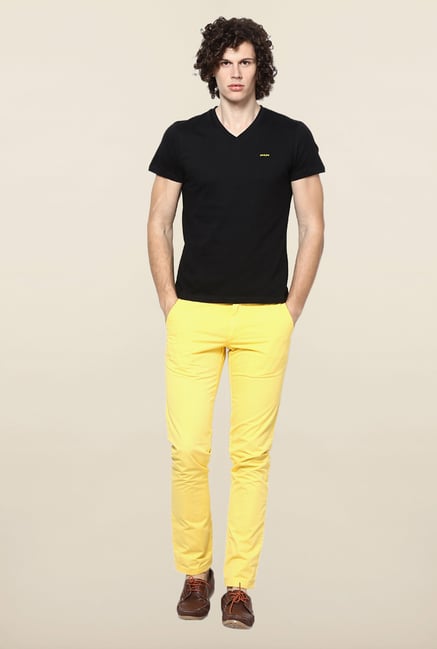 Jack & Jones Black Solid V-Neck T-Shirt Jack & Jones Black Solid V-Neck T-Shirt