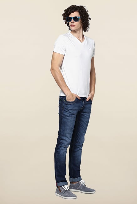 Jack & Jones White Solid V-Neck T-Shirt Jack & Jones White Solid V-Neck T-Shirt